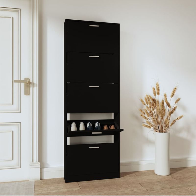 Casa si Gradina - Mobilier - Organizare si depozitare - Organizator incaltaminte - Pantofar, negru, 59x17x169 cm, lemn compozit - Infinity.ro