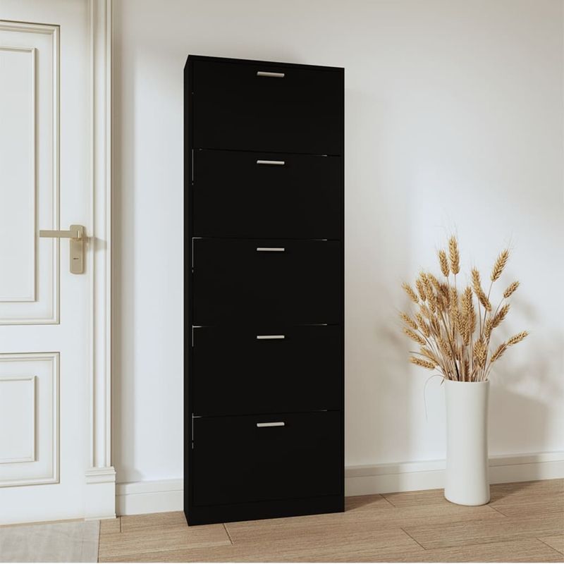 Casa si Gradina - Mobilier - Organizare si depozitare - Organizator incaltaminte - Pantofar, negru, 59x17x169 cm, lemn compozit - Infinity.ro