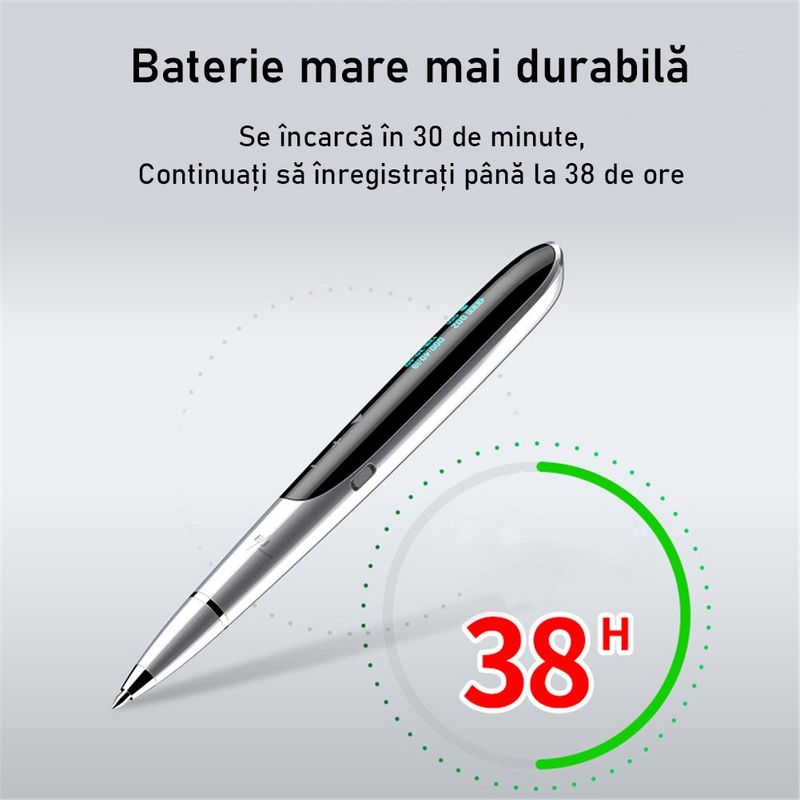 Laptop, Telefoane si Tablete - Wearables si gadgeturi - Gadgeturi - Dispozitive spionaj - Reportofon pix cu activare vocala, 32 GB, player mp3 cu casti, model Q9 - Infinity.ro