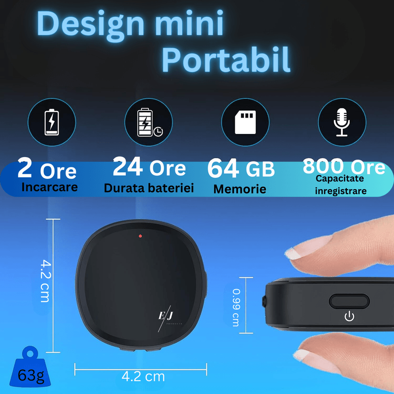 Laptop, Telefoane si Tablete - Wearables si gadgeturi - Gadgeturi - Dispozitive spionaj - Mini reportofon digital cu microfon ascuns magnetic, activare vocala, MP3 Player, 64GB - Z13 - Infinity.ro