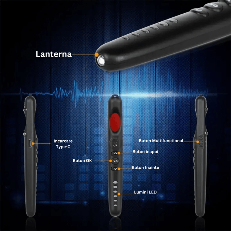 Laptop, Telefoane si Tablete - Wearables si gadgeturi - Gadgeturi - Dispozitive spionaj - Detector camere ascunse, microfoane, localizator GPS, reportofoane, autonomie mare, alarma - G718 - Infinity.ro