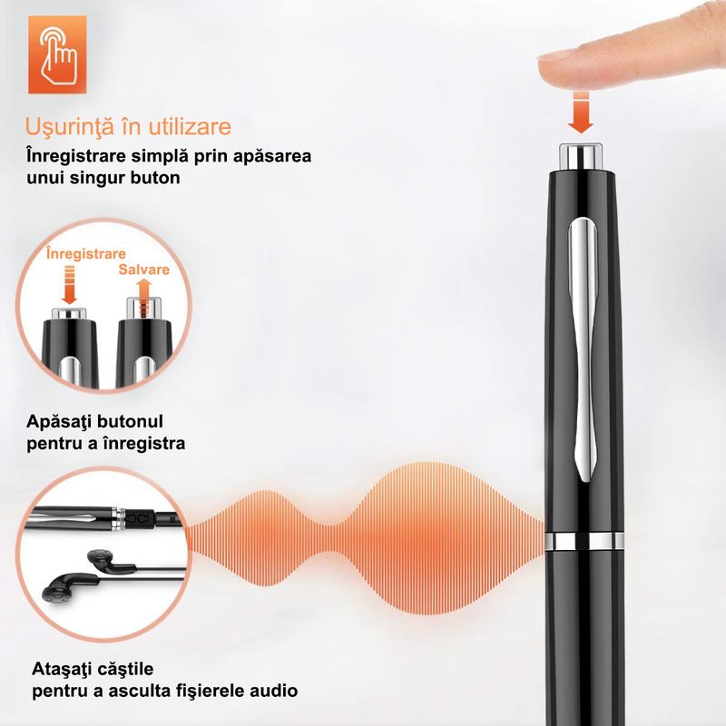 Laptop, Telefoane si Tablete - Wearables si gadgeturi - Gadgeturi - Dispozitive spionaj - Reportofon ascuns in pix, 16 gb, activare vocala - Infinity.ro