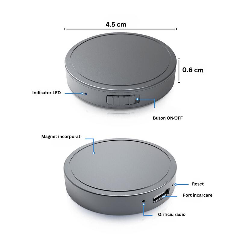 Laptop, Telefoane si Tablete - Wearables si gadgeturi - Gadgeturi - Dispozitive spionaj - Reportofon magnetic cu microfon ascuns, activare vocala, MP3 Player, 128GB, gri - ZH007 - Infinity.ro