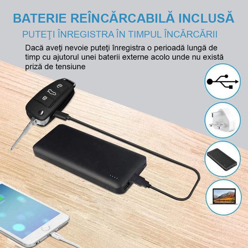 Laptop, Telefoane si Tablete - Wearables si gadgeturi - Gadgeturi - Dispozitive spionaj - Cheie auto cu camera ascunsa Full HD, night vision, unghi 140° - Infinity.ro