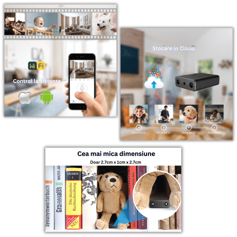 Laptop, Telefoane si Tablete - Wearables si gadgeturi - Gadgeturi - Dispozitive spionaj - Mini camera ascunsa WiFi, 4K, night vision, senzor de miscare - Infinity.ro