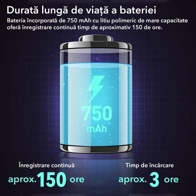 Laptop, Telefoane si Tablete - Wearables si gadgeturi - Gadgeturi - Dispozitive spionaj - Mini reportofon ascuns, K2, 32 GB, autonomie ridicata, activare vocala - Infinity.ro