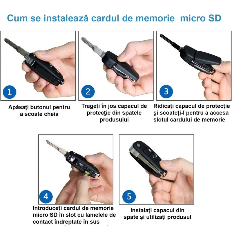 Laptop, Telefoane si Tablete - Wearables si gadgeturi - Gadgeturi - Dispozitive spionaj - Cheie auto cu camera ascunsa Full HD, night vision, unghi 140° - Infinity.ro