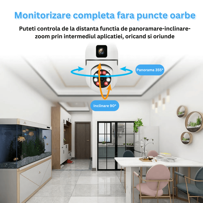 Casa si Gradina - Electrice - Smart Home - Camere de supraveghere - Camera de supraveghere inteligenta 360°, V380, PTZ WiFi, CCTV, 4 MP, aplicatie, senzor miscare - Infinity.ro