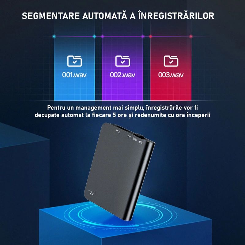 Laptop, Telefoane si Tablete - Wearables si gadgeturi - Gadgeturi - Dispozitive spionaj - Mini reportofon cu microfon ascuns, MP3 Player, 16GB - Q61 - Infinity.ro