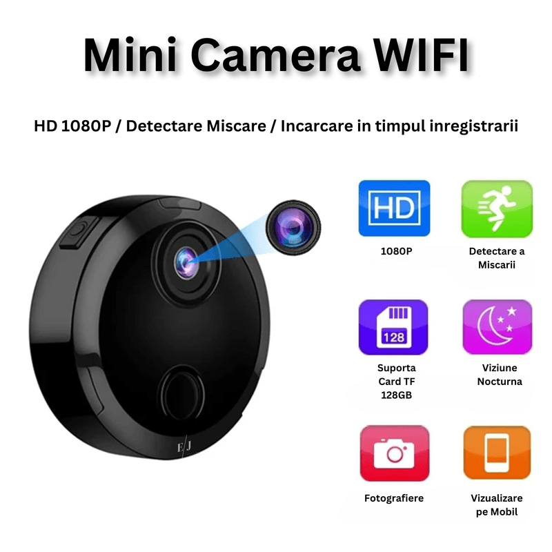 Laptop, Telefoane si Tablete - Wearables si gadgeturi - Gadgeturi - Dispozitive spionaj - Mini camera spion, HDQ15, rotatie 360°, unghi vizualizare 150°, viziune nocturna, detectie a miscarii, autonomie 3 ore - Infinity.ro
