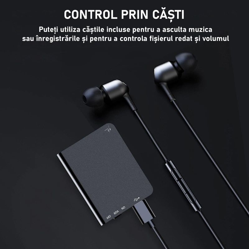 Laptop, Telefoane si Tablete - Wearables si gadgeturi - Gadgeturi - Dispozitive spionaj - Mini reportofon cu microfon ascuns, MP3 Player, 16GB - Q61 - Infinity.ro