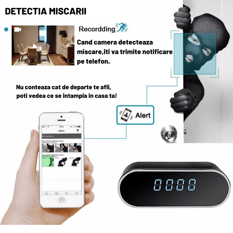 Laptop, Telefoane si Tablete - Wearables si gadgeturi - Gadgeturi - Dispozitive spionaj - Ceas cu camera ascunsa audio-video, WiFi, HD, night vision - Infinity.ro