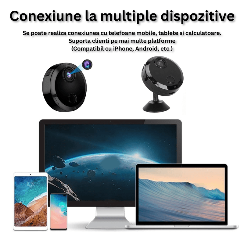 Laptop, Telefoane si Tablete - Wearables si gadgeturi - Gadgeturi - Dispozitive spionaj - Mini camera spion, HDQ15, rotatie 360°, unghi vizualizare 150°, viziune nocturna, detectie a miscarii, autonomie 3 ore - Infinity.ro