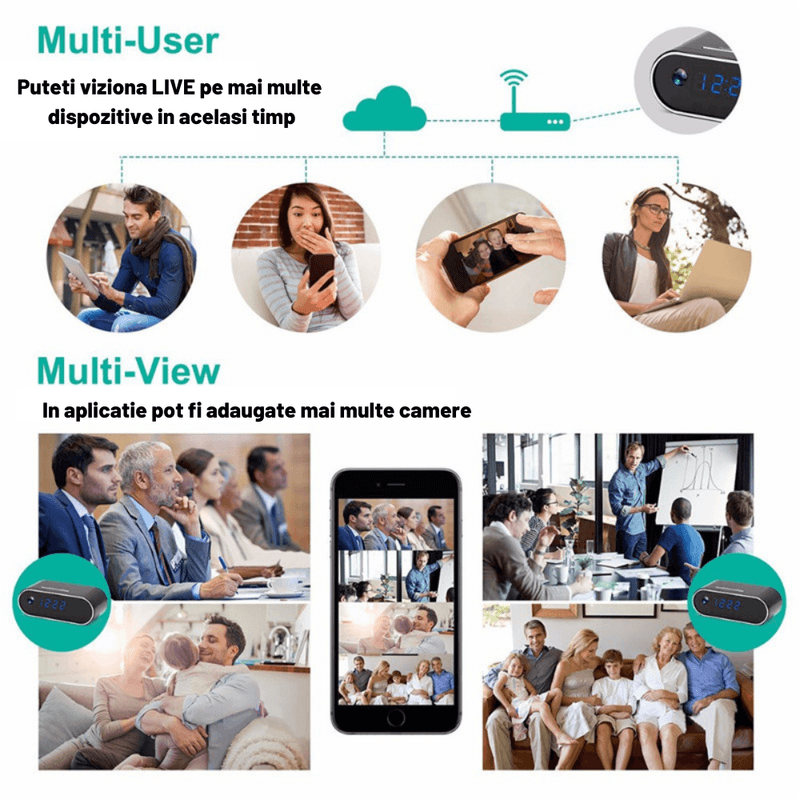 Laptop, Telefoane si Tablete - Wearables si gadgeturi - Gadgeturi - Dispozitive spionaj - Ceas cu camera ascunsa audio-video, WiFi, HD, night vision - Infinity.ro