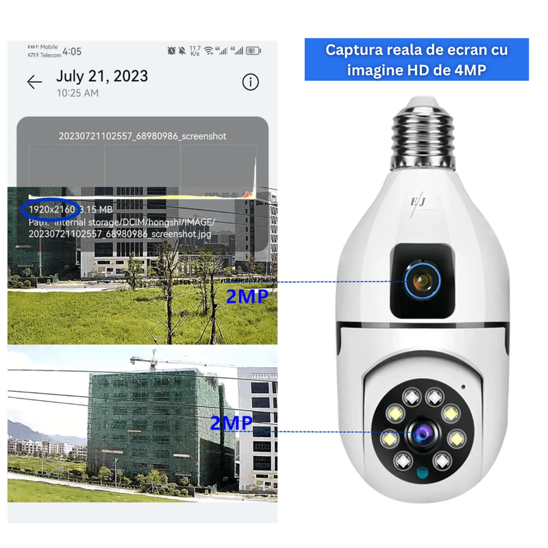 Casa si Gradina - Electrice - Smart Home - Camere de supraveghere - Camera de supraveghere inteligenta 360°, V380, PTZ WiFi, CCTV, 4 MP, aplicatie, senzor miscare - Infinity.ro