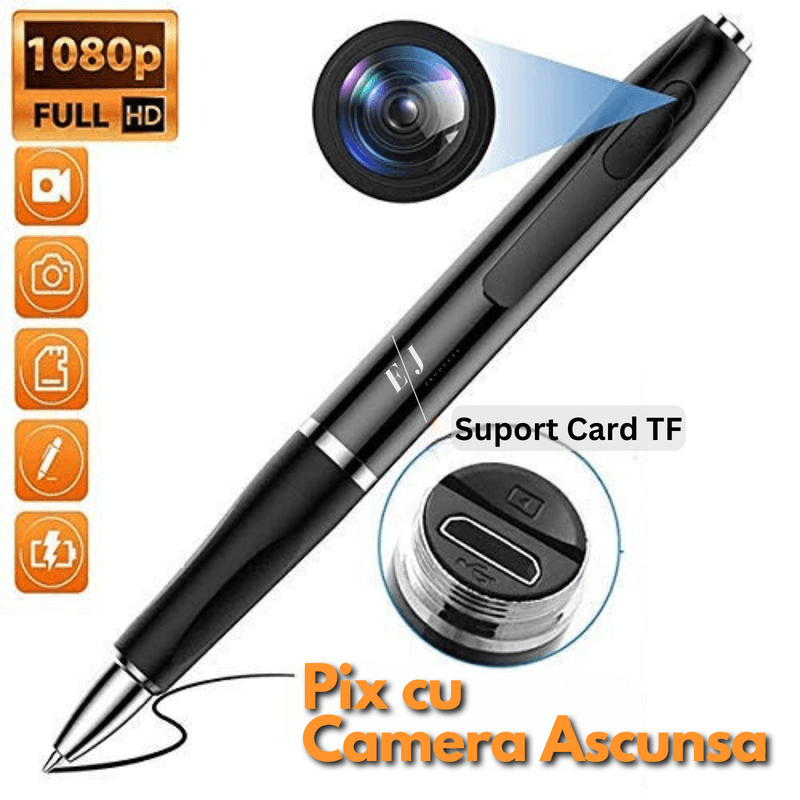 Laptop, Telefoane si Tablete - Wearables si gadgeturi - Gadgeturi - Dispozitive spionaj - Pix cu camera ascunsa si microfon, supraveghere audio si video, 16 GB - Infinity.ro