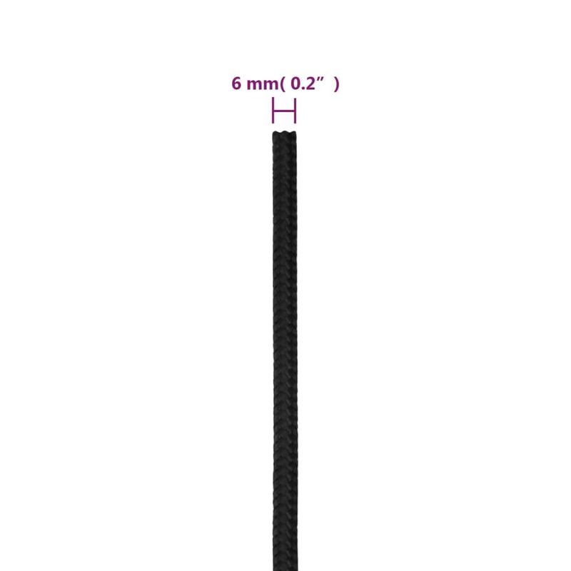 Casa si Gradina - Constructii - Feronerie si accesorii - Sfoara si lanturi - Franghie de barca, negru complet, 6 mm, 250 m, polipropilena - Infinity.ro