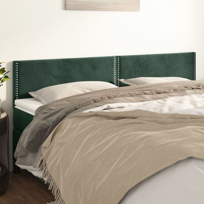 Casa si Gradina - Mobilier - Paturi si accesorii - Accesorii paturi - Tablii de pat, 2 buc, verde inchis, 80x5x78/88 cm, catifea - Infinity.ro