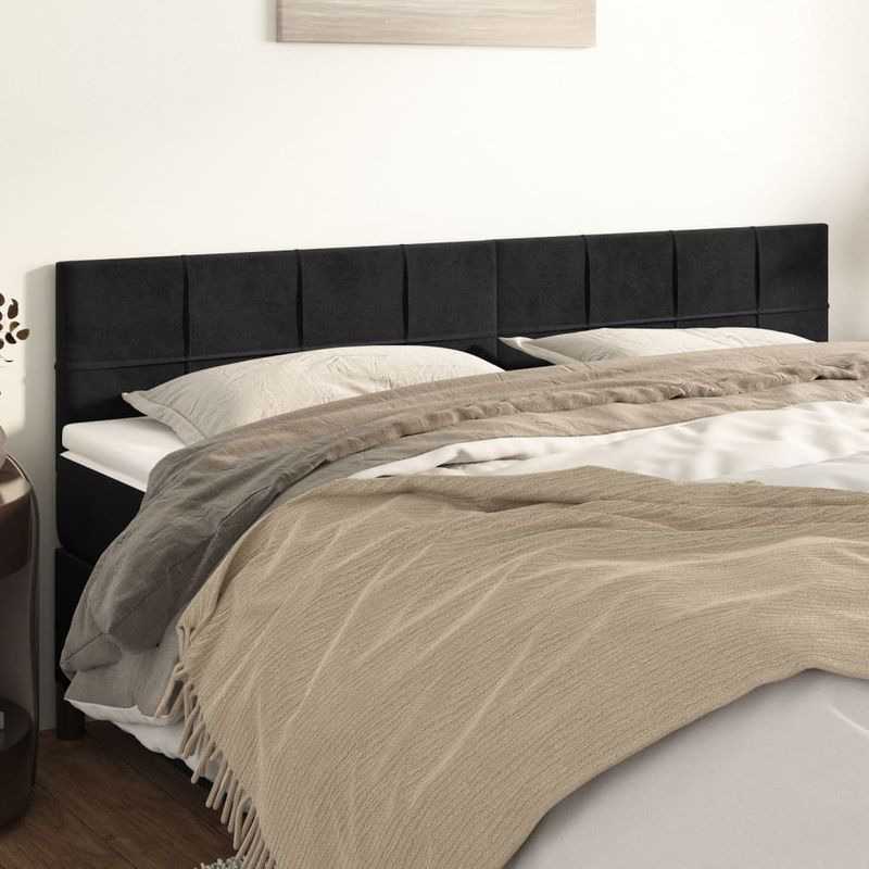 Casa si Gradina - Mobilier - Paturi si accesorii - Accesorii paturi - Tablii de pat, 2 buc, negru, 90x5x78/88 cm, catifea - Infinity.ro