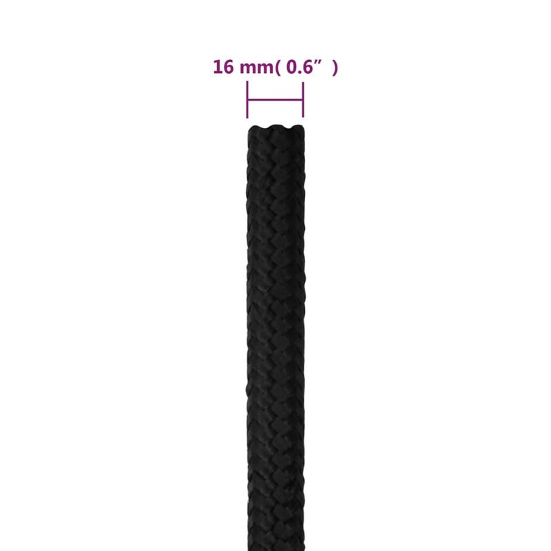 Casa si Gradina - Constructii - Feronerie si accesorii - Sfoara si lanturi - Franghie de barca, negru complet, 16 mm, 250 m, polipropilena - Infinity.ro