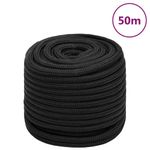 Casa si Gradina - Constructii - Feronerie si accesorii - Sfoara si lanturi - Franghie de barca, negru complet, 16 mm, 50 m, polipropilena - Infinity.ro