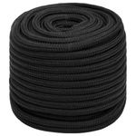 Casa si Gradina - Constructii - Feronerie si accesorii - Sfoara si lanturi - Franghie de barca, negru complet, 16 mm, 50 m, polipropilena - Infinity.ro