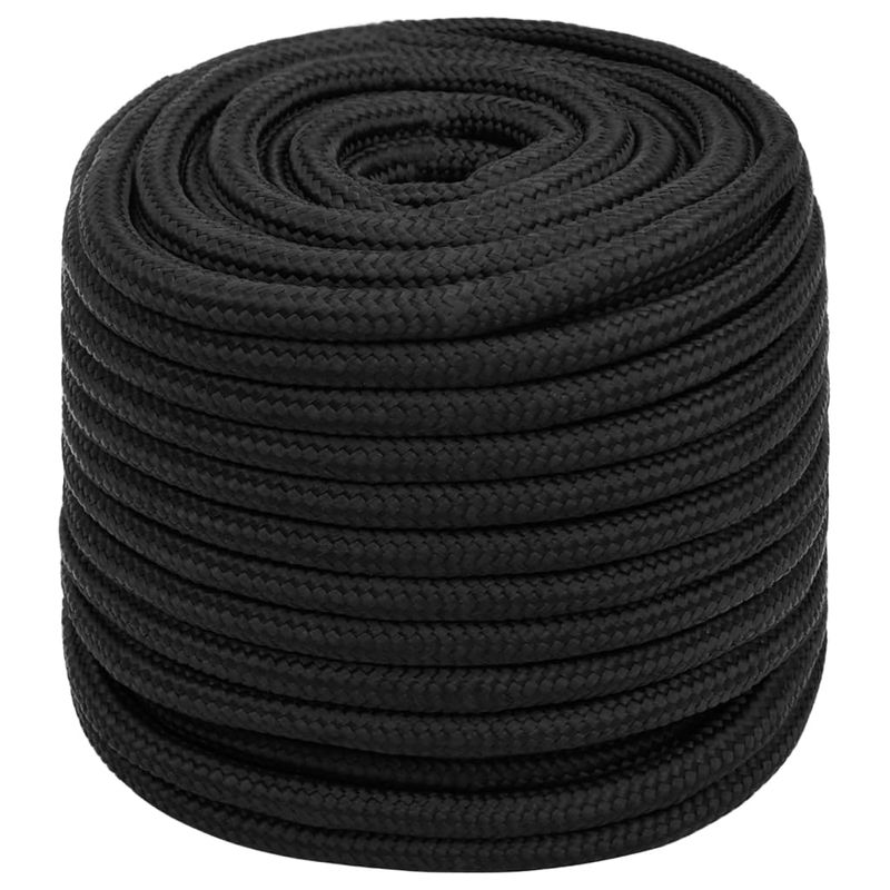 Casa si Gradina - Constructii - Feronerie si accesorii - Sfoara si lanturi - Franghie de barca, negru complet, 16 mm, 50 m, polipropilena - Infinity.ro