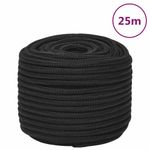 Casa si Gradina - Constructii - Feronerie si accesorii - Sfoara si lanturi - Franghie de barca, negru complet, 14 mm, 25 m, polipropilena - Infinity.ro