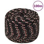 Casa si Gradina - Constructii - Feronerie si accesorii - Sfoara si lanturi - Franghie de barca, negru, 12 mm, 100 m, polipropilena - Infinity.ro