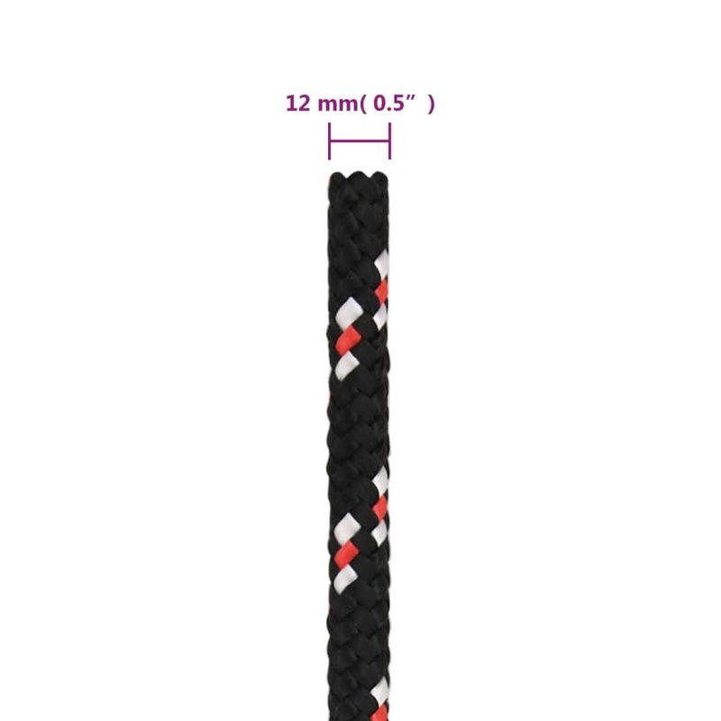 Casa si Gradina - Constructii - Feronerie si accesorii - Sfoara si lanturi - Franghie de barca, negru, 12 mm, 100 m, polipropilena - Infinity.ro