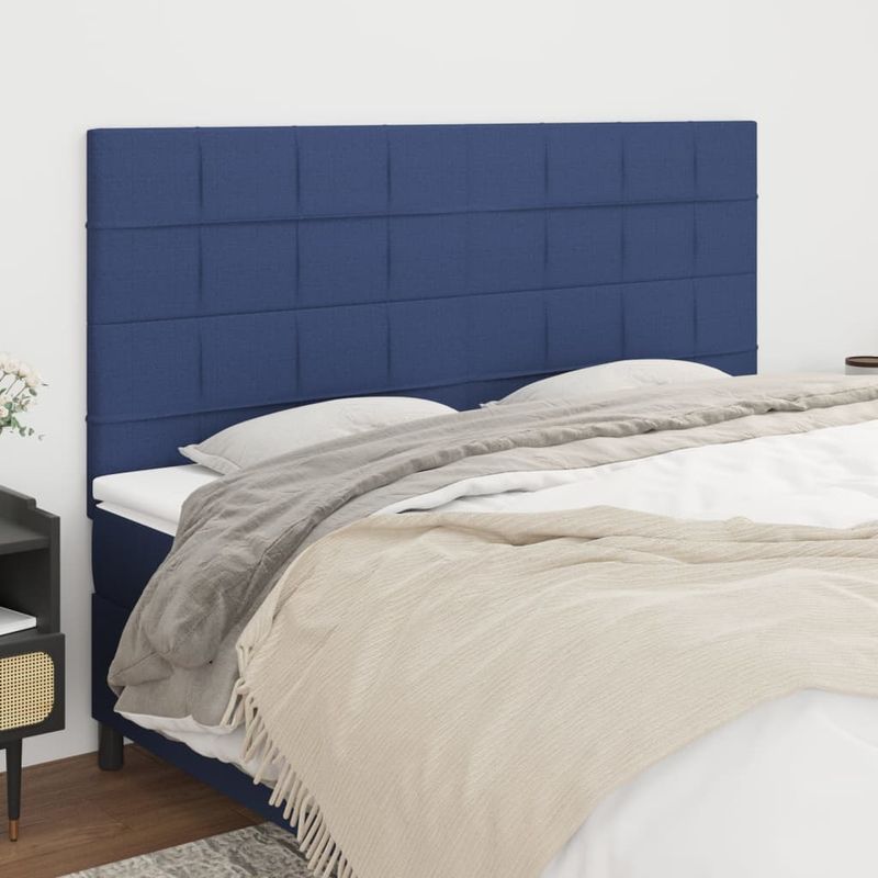 Casa si Gradina - Mobilier - Paturi si accesorii - Accesorii paturi - Tablii de pat, 4 buc, albastru, 80x5x78/88 cm, textil - Infinity.ro
