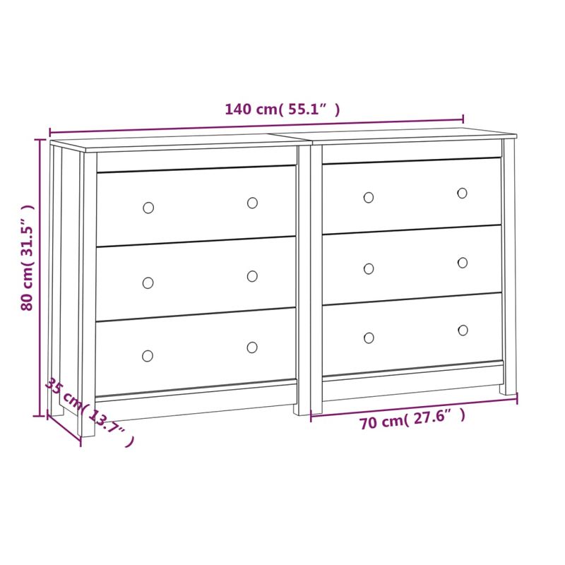 Casa si Gradina - Mobilier - Comode si corpuri - Comode - Servanta, 140x35x80 cm, lemn masiv de pin - Infinity.ro