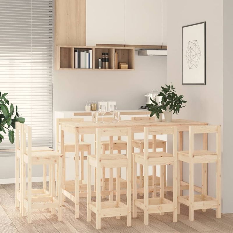 Casa si Gradina - Mobilier - Seturi de mobilier - Seturi bucatarie - Set mobilier de bar, 9 piese, lemn masiv de pin - Infinity.ro