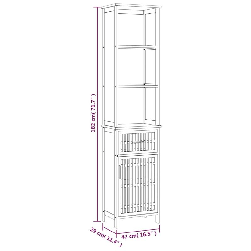Casa si Gradina - Mobilier - Dulapuri si sifoniere - Dulapuri - Dulap de baie, 42x29x182 cm, lemn masiv de nuc - Infinity.ro