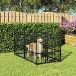 Petshop - Accesorii petshop - Culcusuri si custi - Tarcuri si colivii - Padoc pentru caini, negru, 193,5x97x100 cm, otel - Infinity.ro