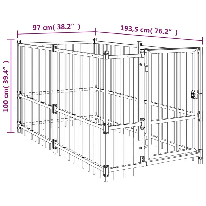 Petshop - Accesorii petshop - Culcusuri si custi - Tarcuri si colivii - Padoc pentru caini, negru, 193,5x97x100 cm, otel - Infinity.ro