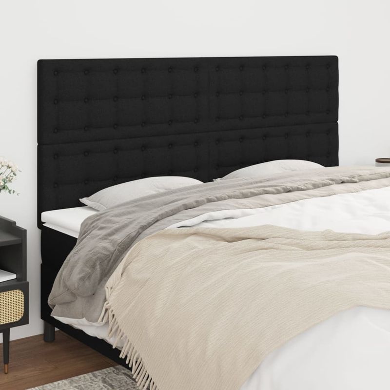 Casa si Gradina - Mobilier - Paturi si accesorii - Accesorii paturi - Tablii de pat, 4 buc, negru, 100x5x78/88 cm, textil - Infinity.ro