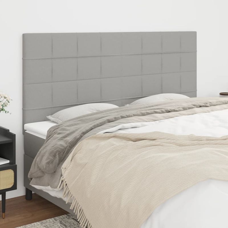 Casa si Gradina - Mobilier - Paturi si accesorii - Accesorii paturi - Tablii de pat, 4 buc, gri deschis, 90x5x78/88 cm, textil - Infinity.ro