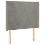 Casa si Gradina - Mobilier - Paturi si accesorii - Accesorii paturi - Tablie de pat cu aripioare gri deschis 83x16x118/128 cm catifea - Infinity.ro