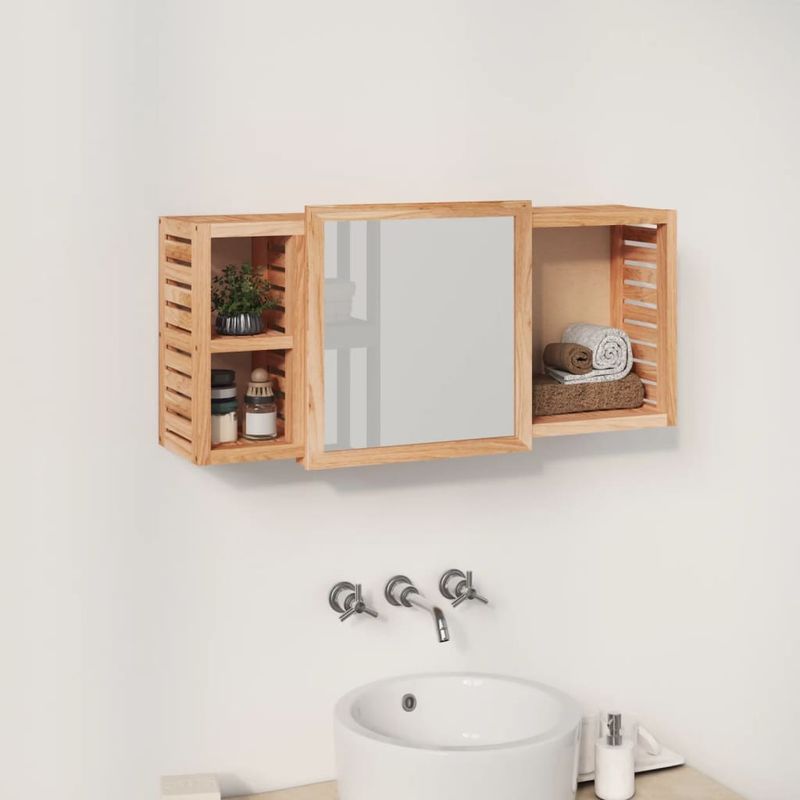 Casa si Gradina - Mobilier - Mobilier baie - Comode baie - Dulap cu oglinda, 80x17x34 cm, lemn masiv de nuc - Infinity.ro