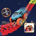 Jucarii, Copii si Bebe - Jucarii si jocuri - Vehicule si jucarii cu telecomanda - Masinute - Set de joaca, masinuta electrica cu lumini LED pe o pista flexibila, 184 piese pista, 2 caroserii - Infinity.ro