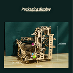Jucarii, Copii si Bebe - Jucarii si jocuri - Seturi de constructie si cuburi - Seturi de constructie - Puzzle 3D mecanic din lemn laminat, constructie topogan distractiv cu blile colorate, 335 piese - Infinity.ro