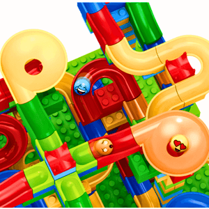 Joc creativ si distractiv, set constructie pista labirint cu bile amuzante, 515 piese multicolore