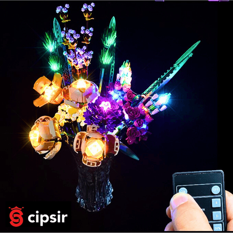 Jucarii, Copii si Bebe - Jucarii si jocuri - Seturi de constructie si cuburi - Seturi de constructie - Set de construit, buchet de flori cu lumini LED si telecomanda, 757 piese, multicolor - Infinity.ro