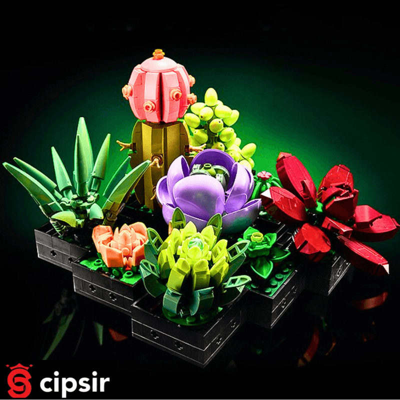 Jucarii, Copii si Bebe - Jucarii si jocuri - Seturi de constructie si cuburi - Seturi de constructie - Set contructie 3D, plante suculente 9 specii independente dar unificabile, 770 piese, multicolor - Infinity.ro
