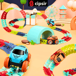 Jucarii, Copii si Bebe - Jucarii si jocuri - Vehicule si jucarii cu telecomanda - Masinute - Set de joaca, masinuta electrica cu lumini LED pe o pista flexibila, 184 piese pista, 2 caroserii - Infinity.ro