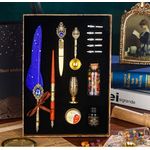 Carti si Birotica - Birotica - Instrumente de scris - Pixuri si stilouri - Set 2 stilouri retro, calimara, 5 de varfuri de penita, stampila, ceara colorata si alte accesorii, 13 piese, cutie - Infinity.ro