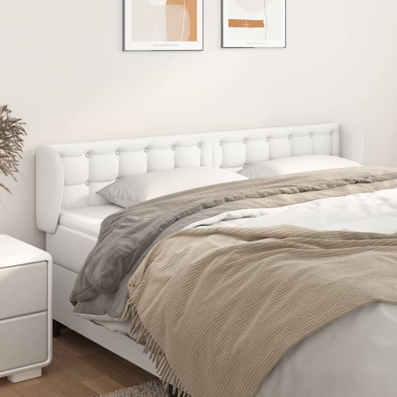Casa si Gradina - Mobilier - Paturi si accesorii - Accesorii paturi - Tablie de pat cu aripioare alb 183x23x78/88 cm piele ecologica - Infinity.ro