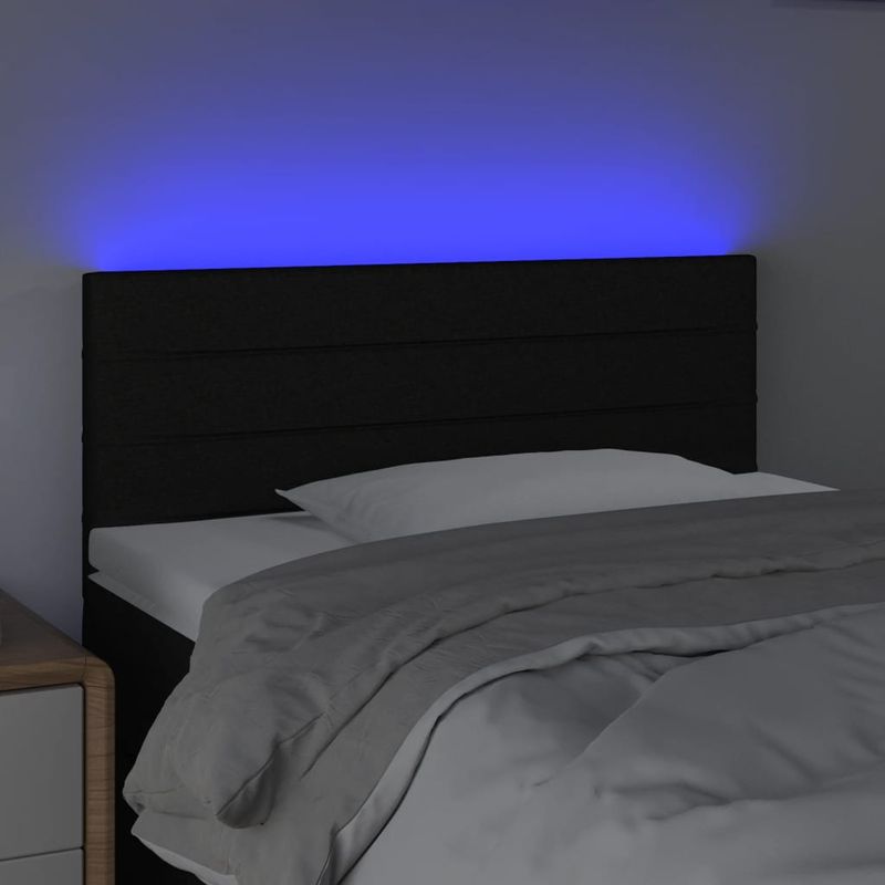 Casa si Gradina - Mobilier - Paturi si accesorii - Accesorii paturi - Tablie de pat cu LED, negru, 80x5x78/88 cm, textil - Infinity.ro