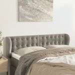 Casa si Gradina - Mobilier - Paturi si accesorii - Accesorii paturi - Tablie de pat cu aripioare gri deschis 147x23x78/88 cm catifea - Infinity.ro